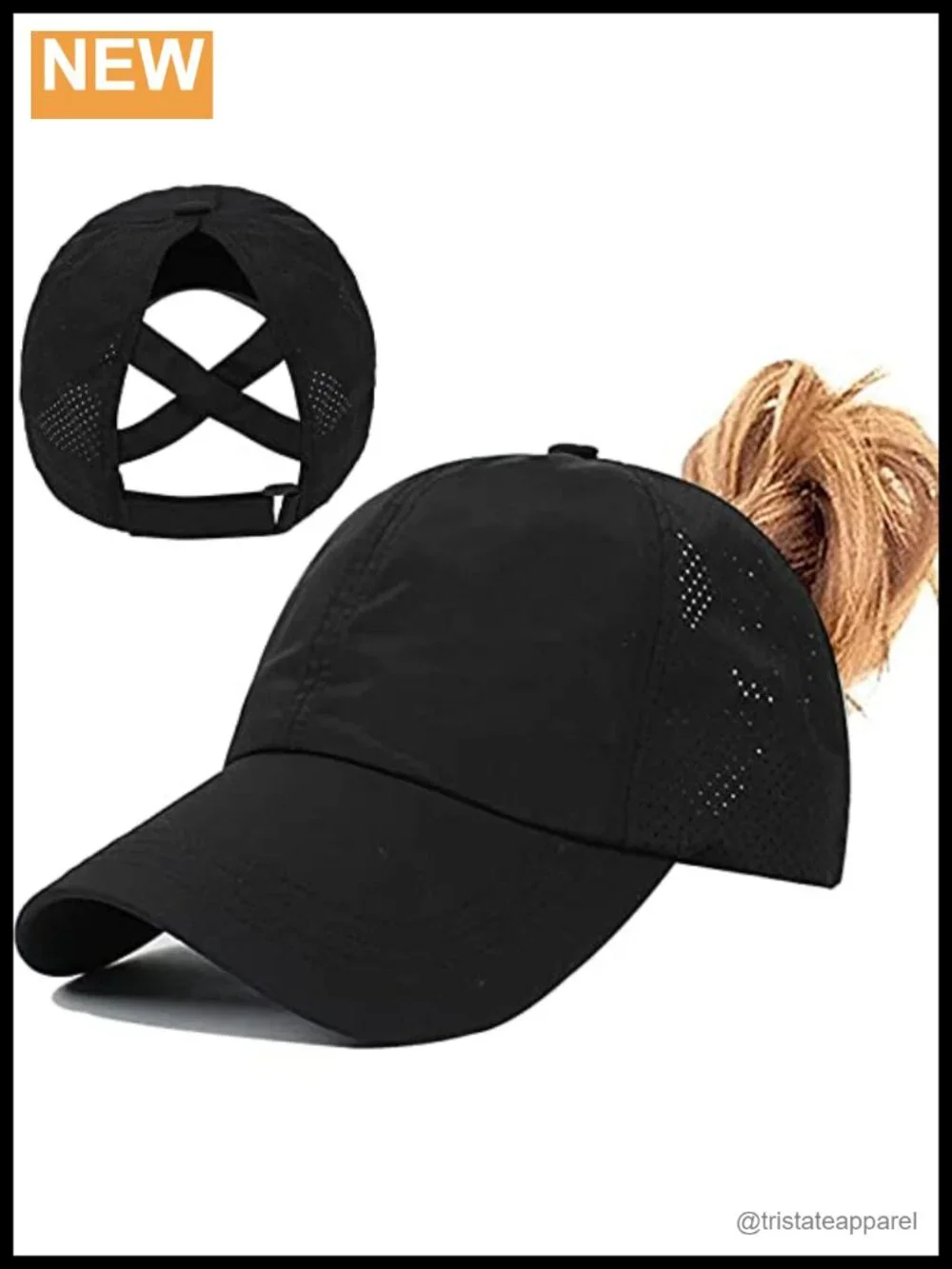 Adjustable Ponytail Baseball Cap, High Bun Criss Cross Hat, Breathable Quick